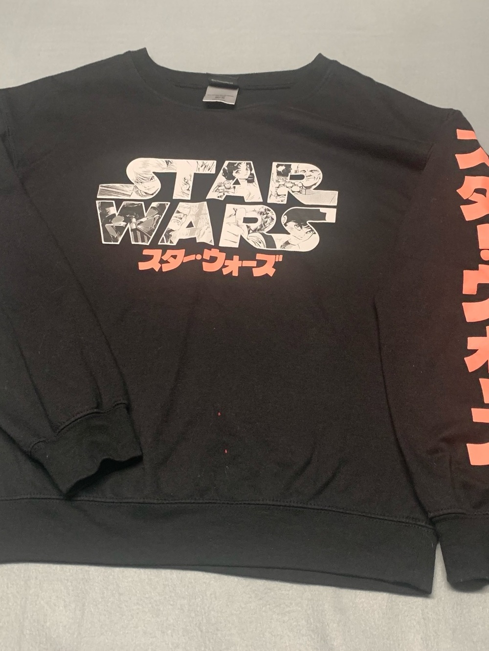 Star Wars Black sweatshirt with White Logo and Pink Sleeve Script
